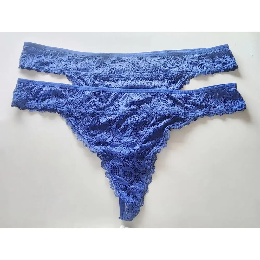 Adore Me Pack of 2 Lace Thong Blue Panty Plus Size 3X Intimates Sexy Lingerie
